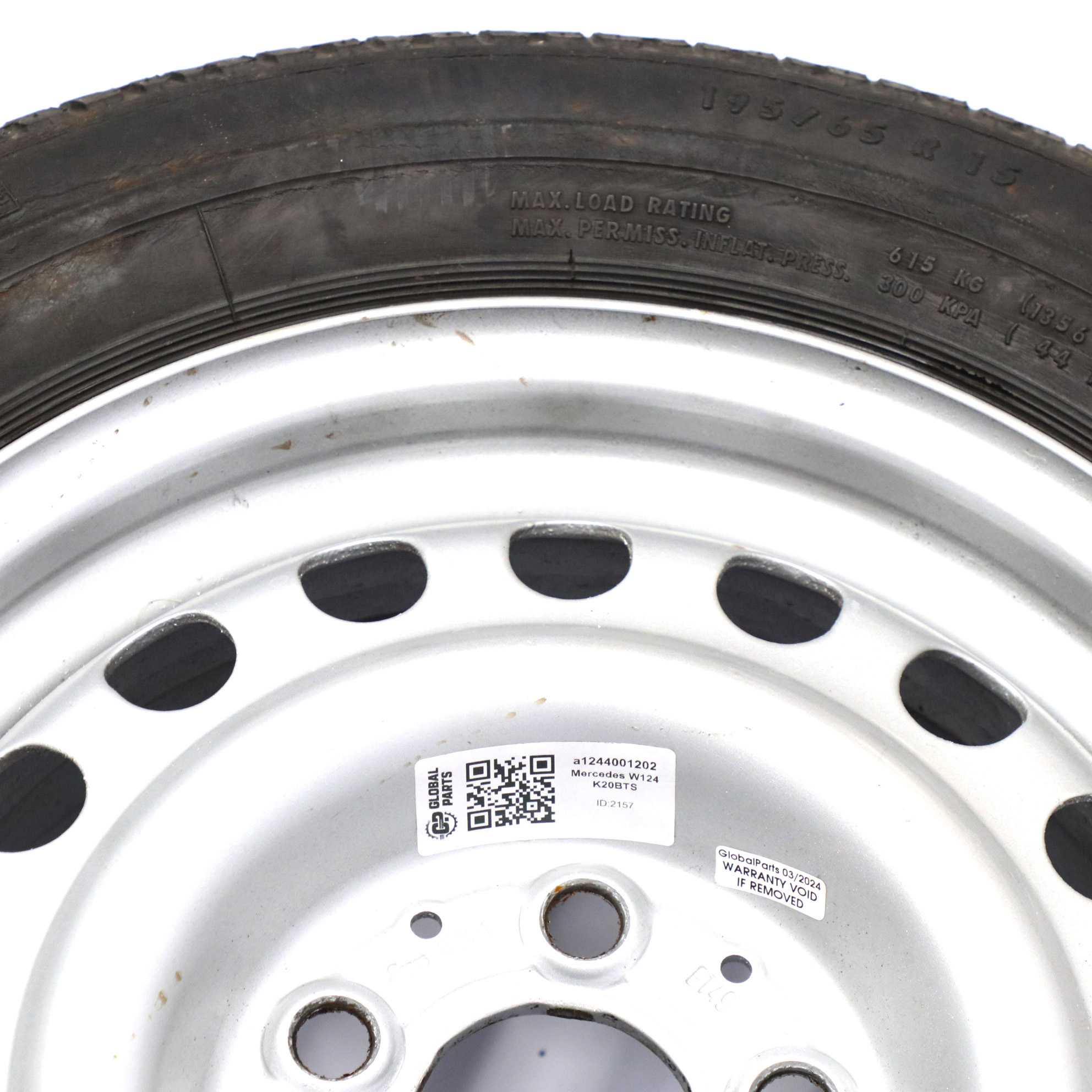 Mercedes W124 Jante acier avec pneu Continental 195/65 R15 6,5J A1244001202