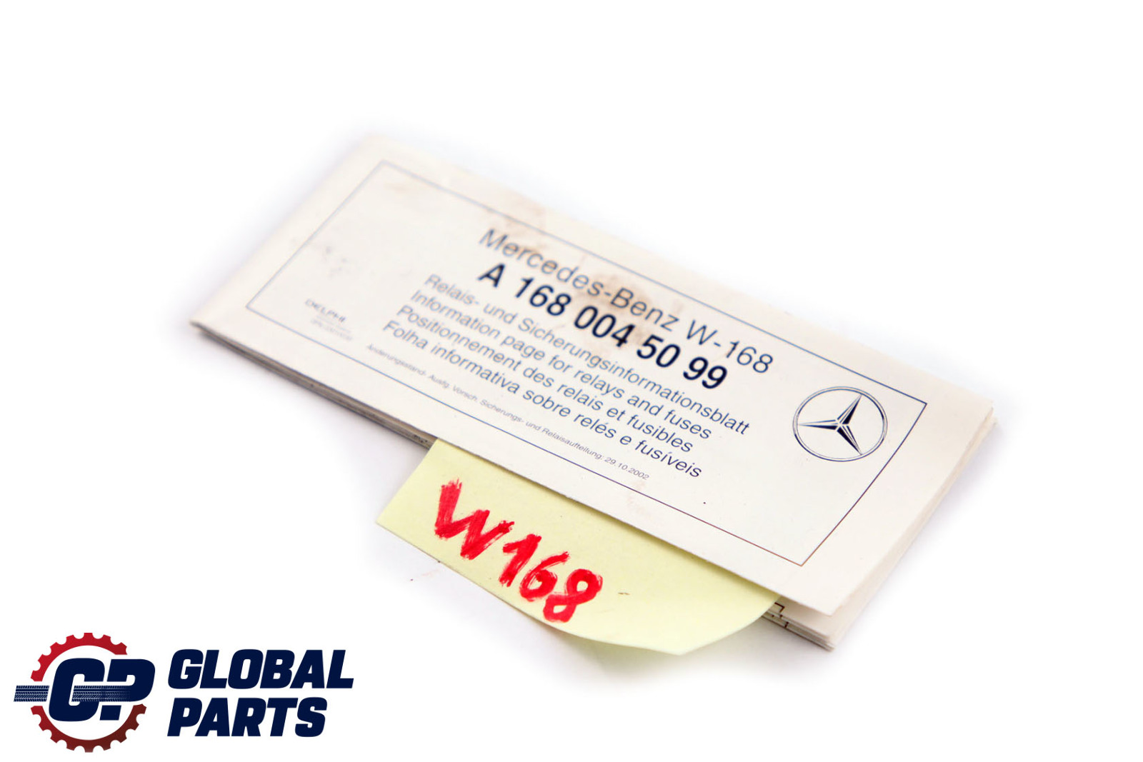 Mercedes-Benz A-Class W168 Product Specification Fuse Assignment A1680045099