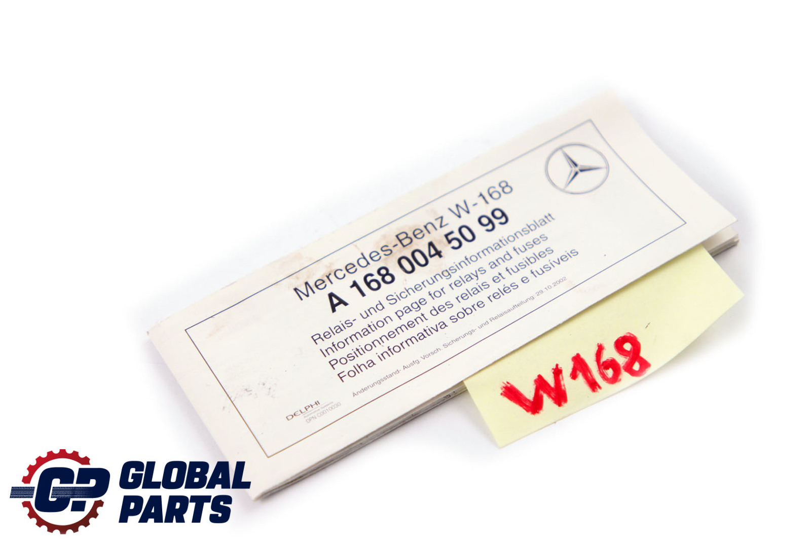 Mercedes-Benz A-Class W168 Product Specification Fuse Assignment A1680045099