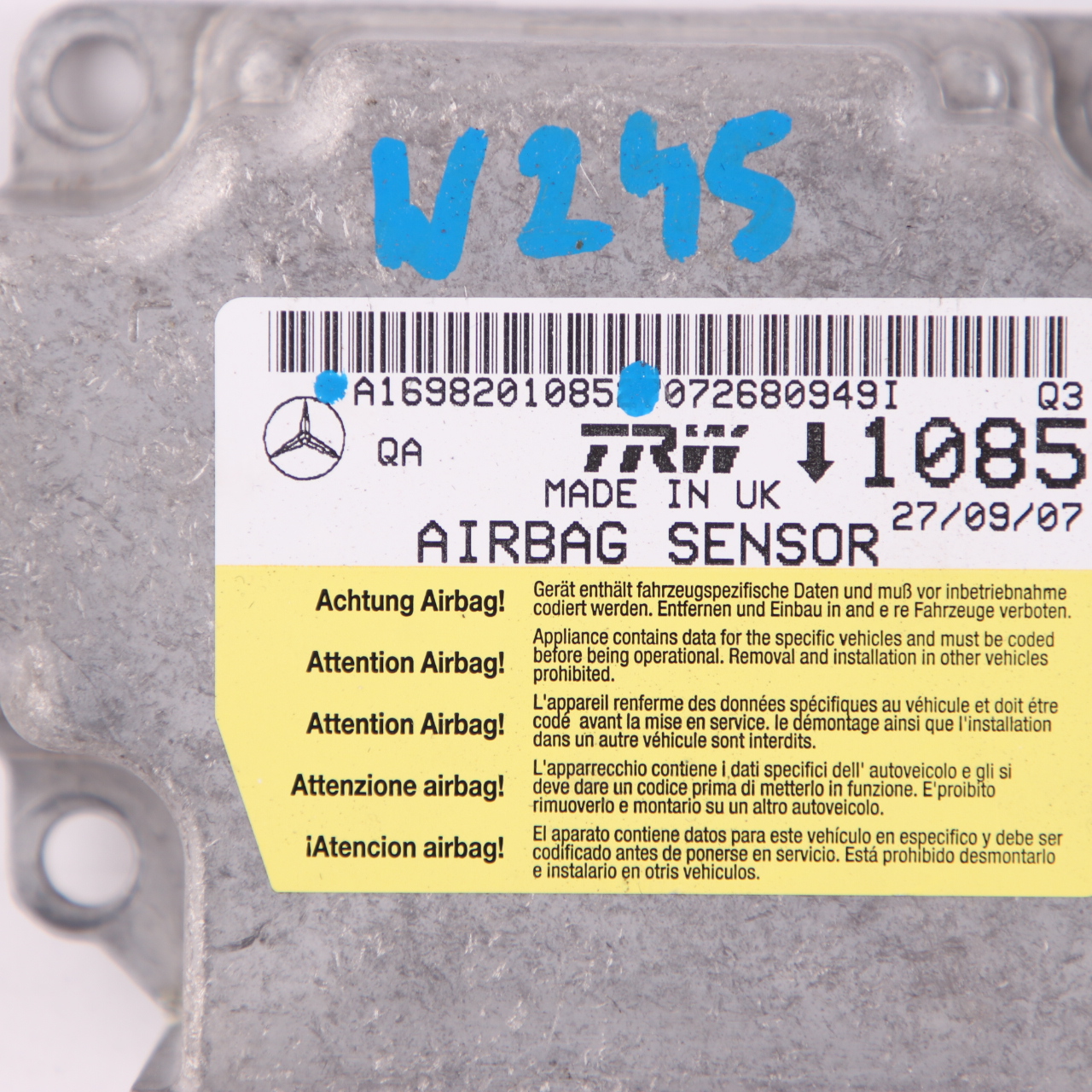 Mercedes W245 ECU Steuergerät Sensor Luft Modul A1698201085