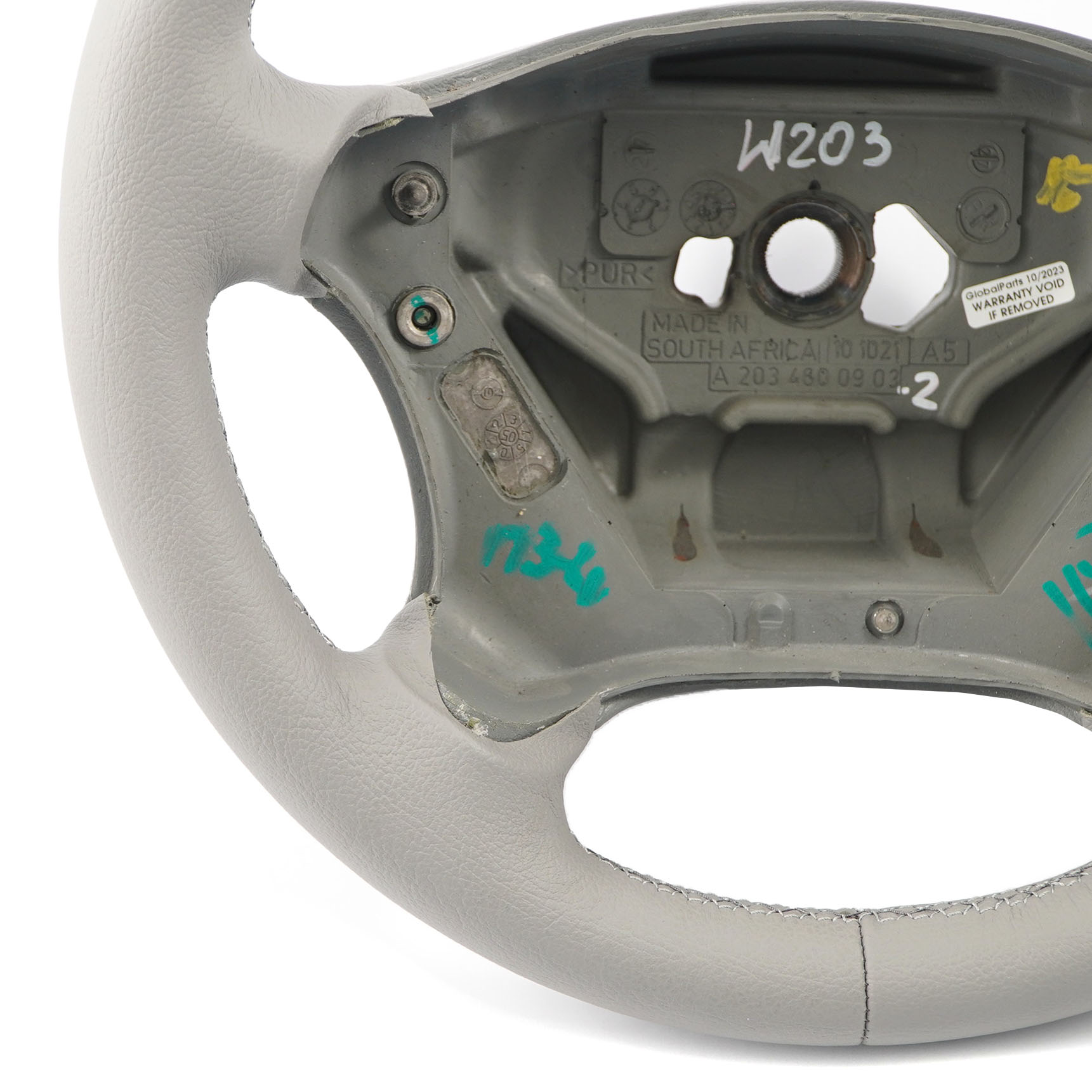 Mercedes W203 NEW Grey Leather Steering Wheel with Grey Threads