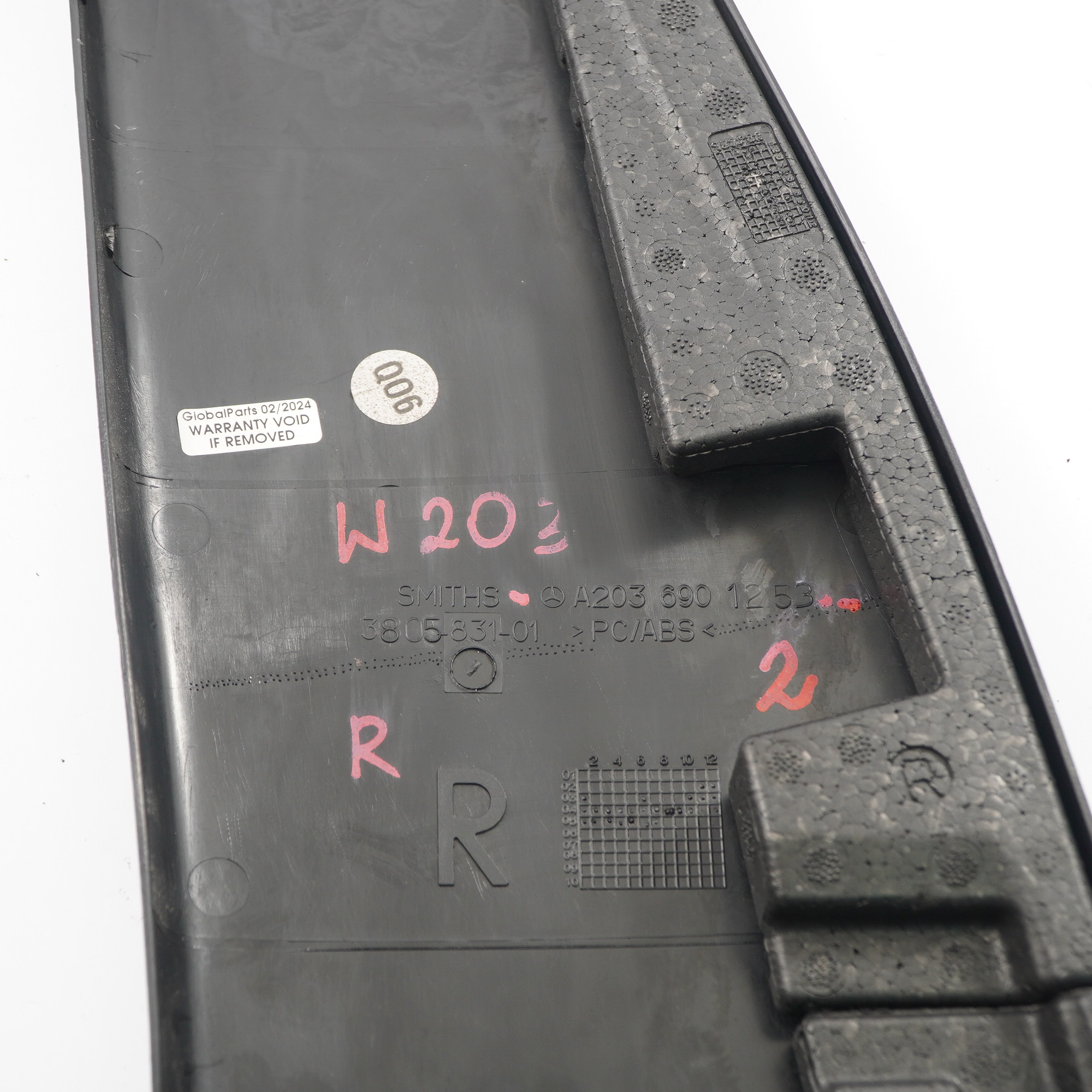 Mercedes W203 Column B-Pillar Bottom Trim Panel Right O/S Black A2036901253