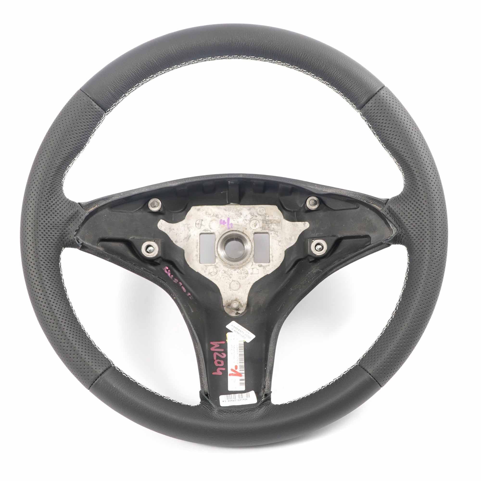 Mercedes-Benz C-Class W204 NEW Black Leather Steering Wheel with White Threads