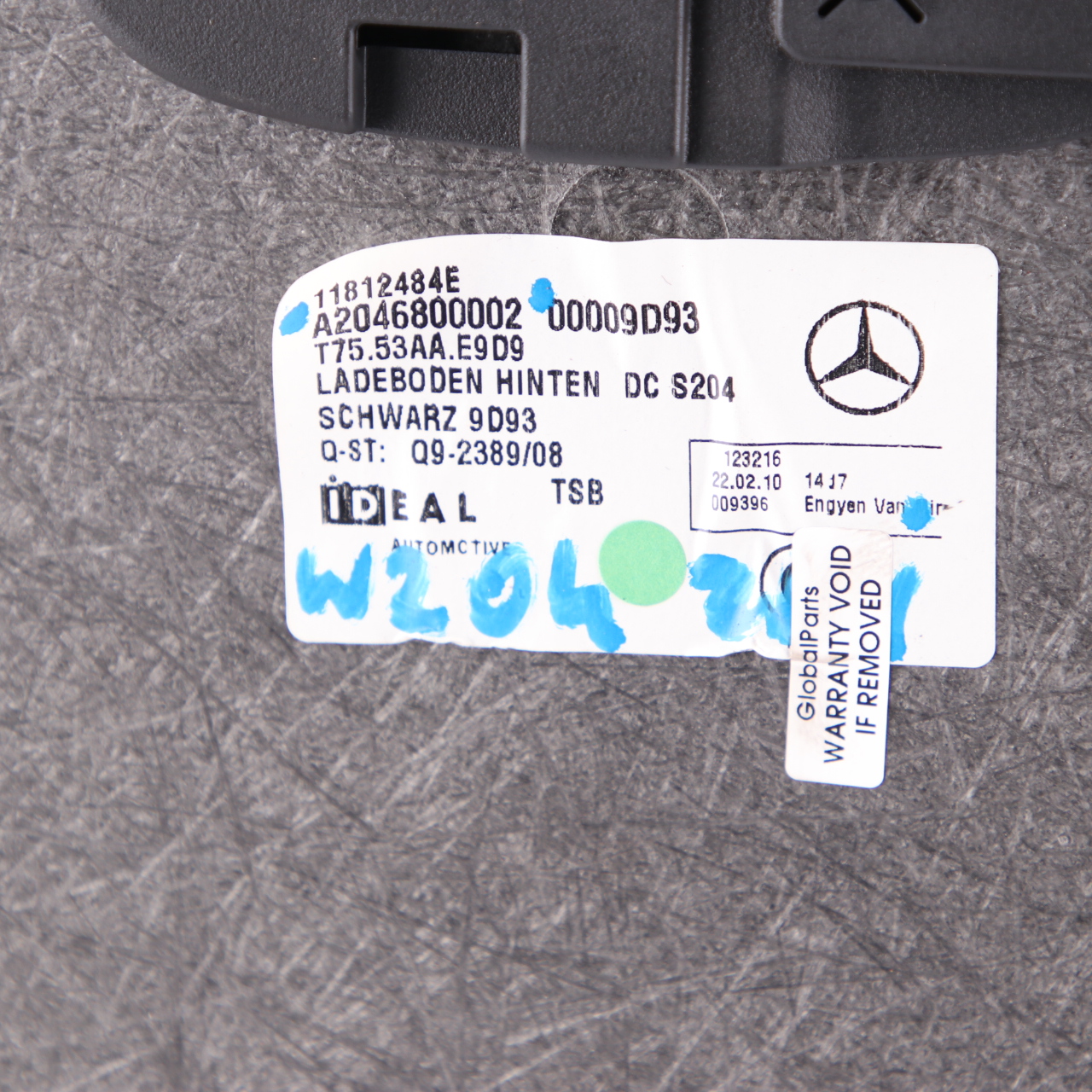 Mercedes S204 Kofferraum Kombi Heckladebodenverkleidung Teppich A2046800002