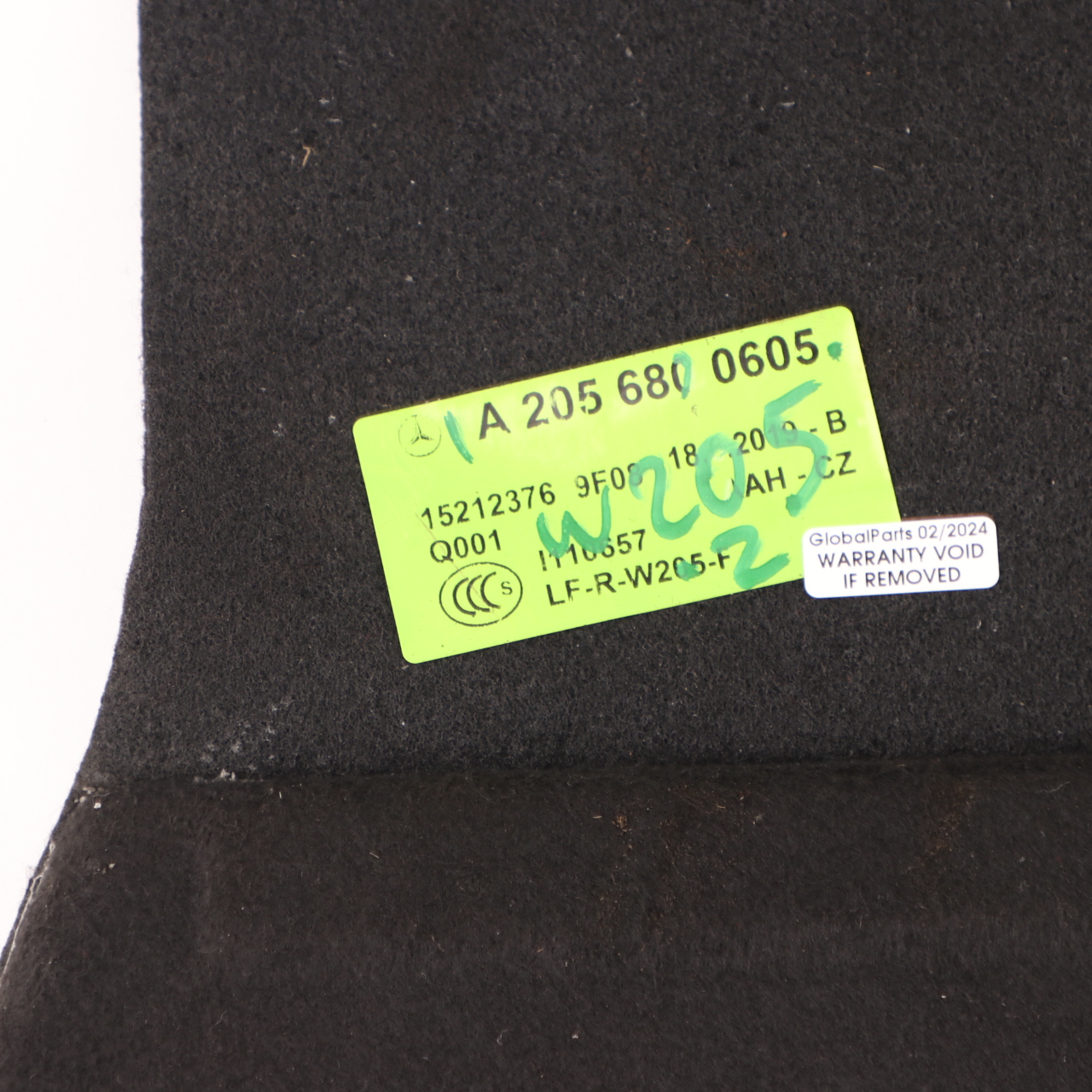 Mercedes W205 Boot Trunk Floor Rear Loading Trim Panel Carpet Black A2056800605