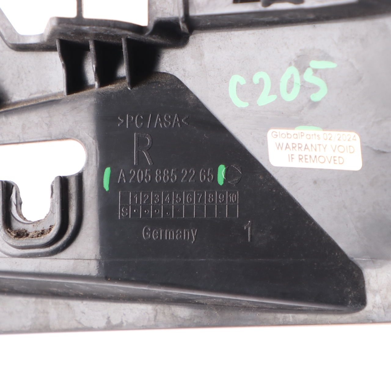 Mercedes C205 Coupe hintere Stoßstange Träger rechts Mount Bracket A2058852265