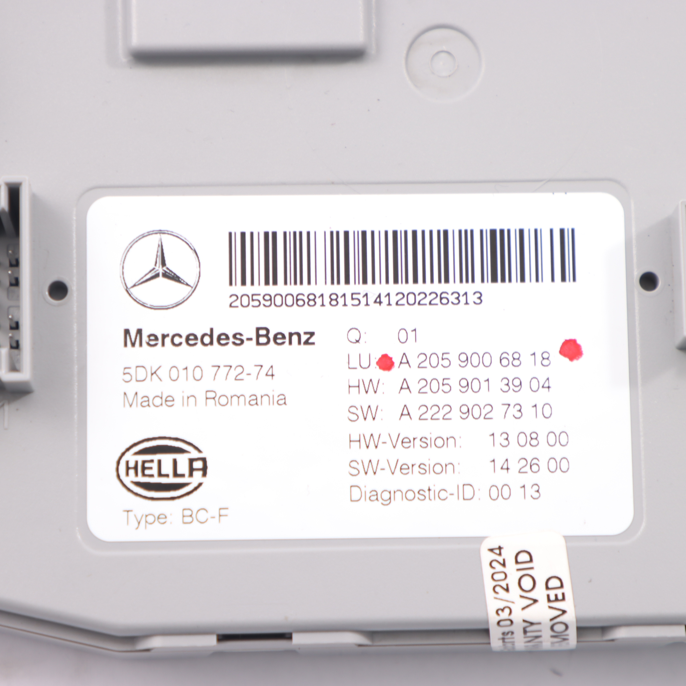 Mercedes W205 SAM Modul Vordere Karosserie Komfort Steuergerät ECU A2059006818