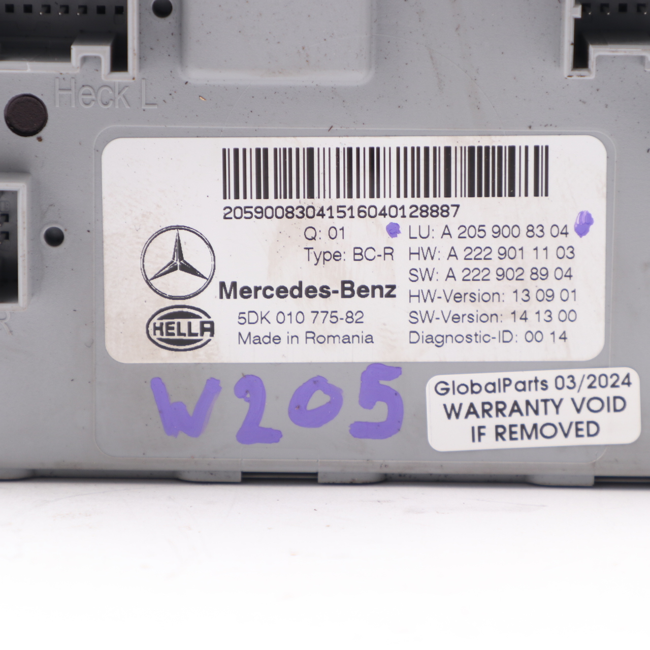 Mercedes W205 SAM Modul hintere Karosserie Komfort Steuergerät ECU A2059008304