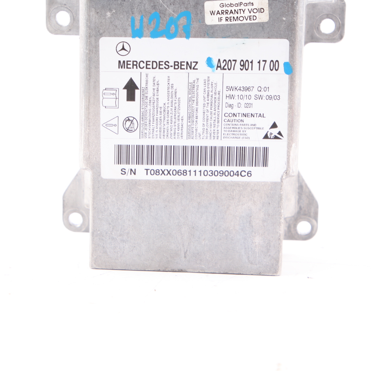 Airbag Modul Mercedes W204 W207 SRS Steuergerät ECU A2079011700