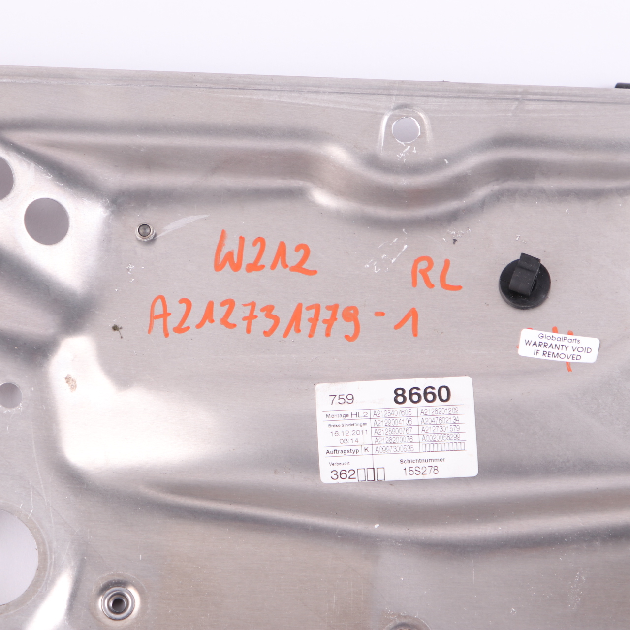 Fensterheber Mercedes W204 W212 1 Hinten Links N/S Regulator Panel A2127301779