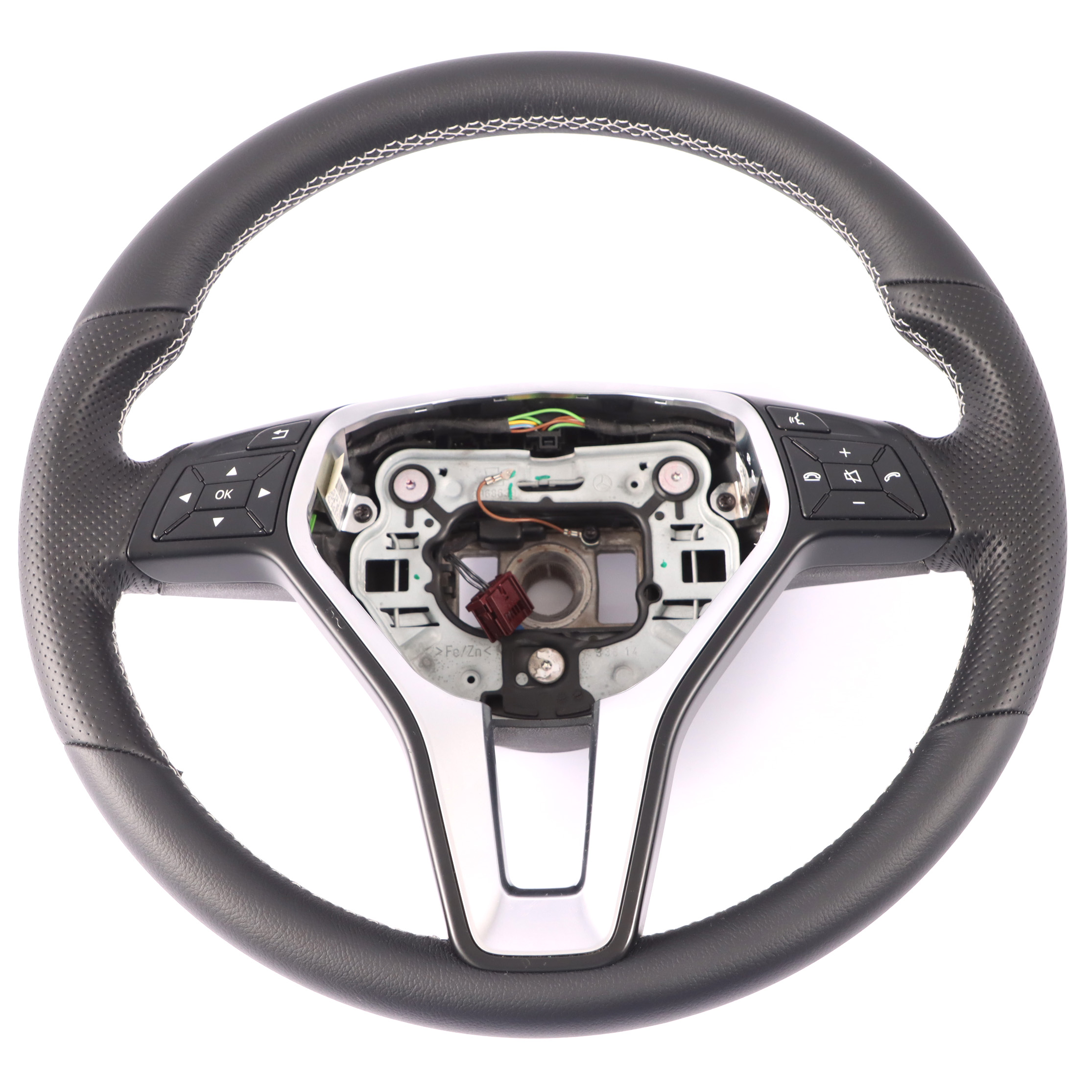 Steering Wheel Mercedes W176 W204 W246 NEW Black Leather with White Threads