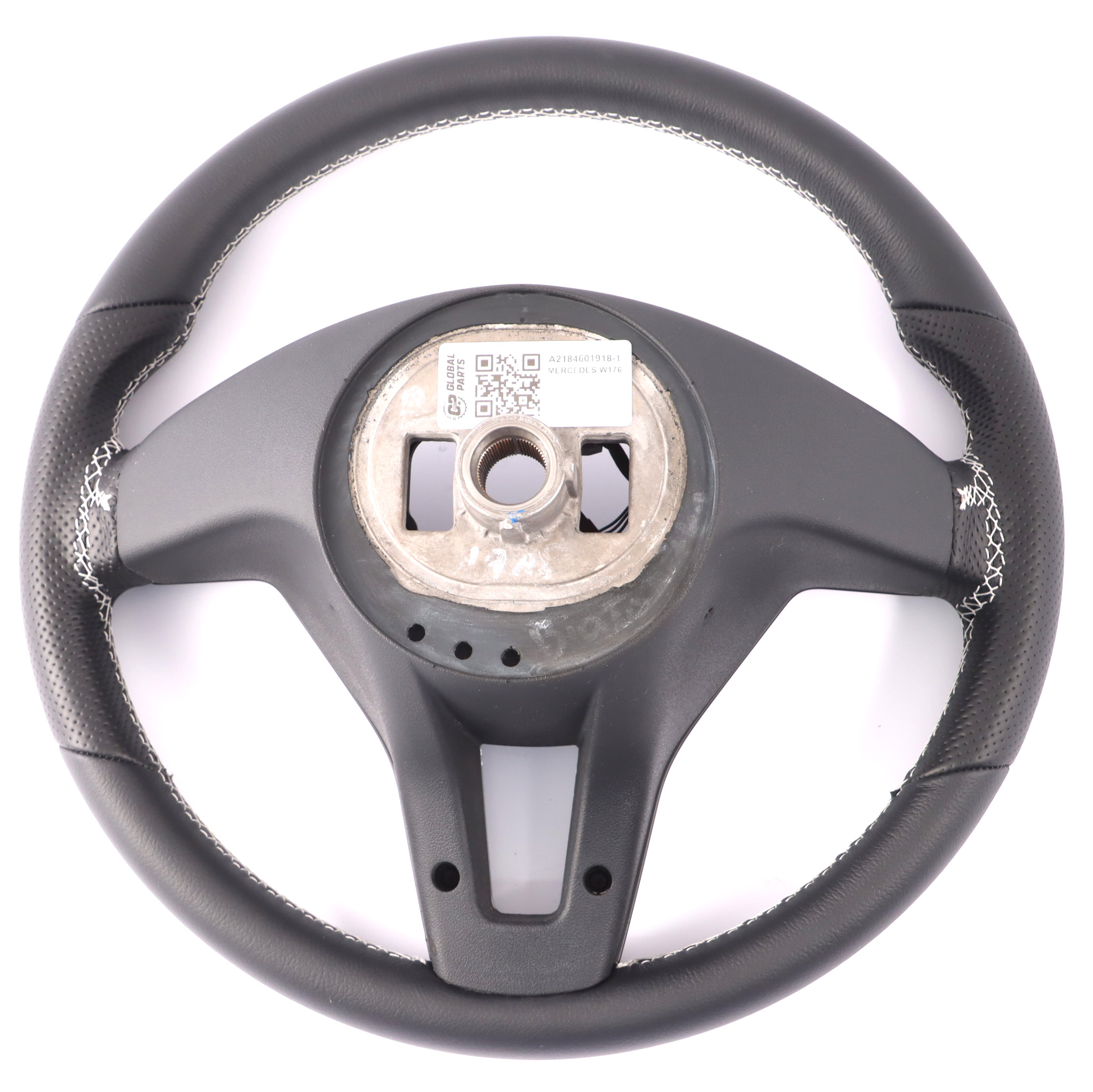 Steering Wheel Mercedes W176 W204 W246 NEW Black Leather with White Threads