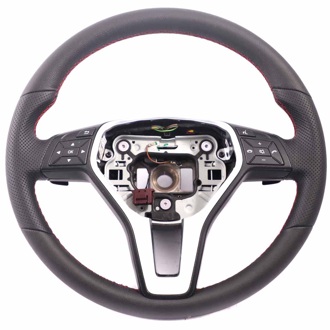 Steering Wheel Mercedes W176 W246 NEW Black Leather Red Threads Paddle Shift