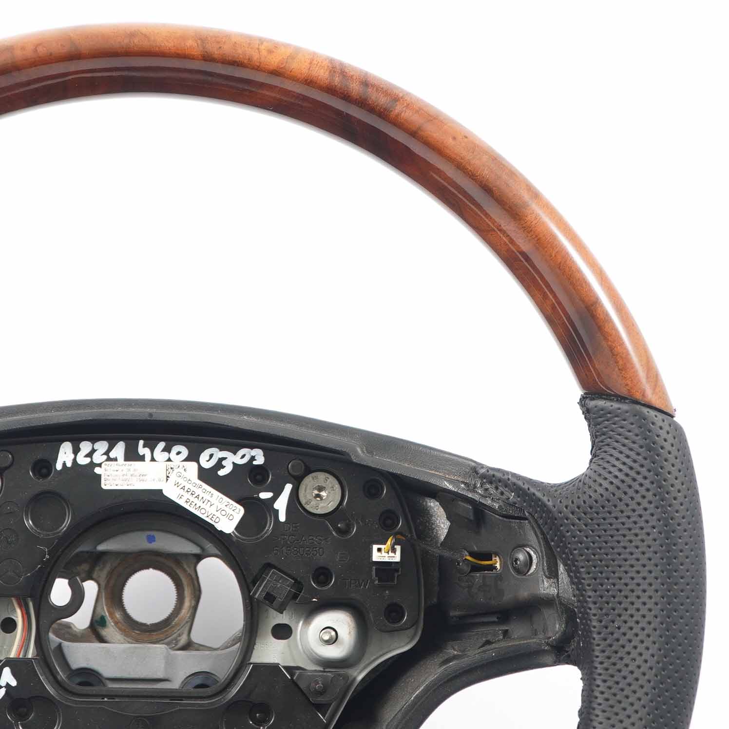 Mercedes C216 W221 NEW Black Leather Steering Wheel Wood Burr Walnut A2214600303