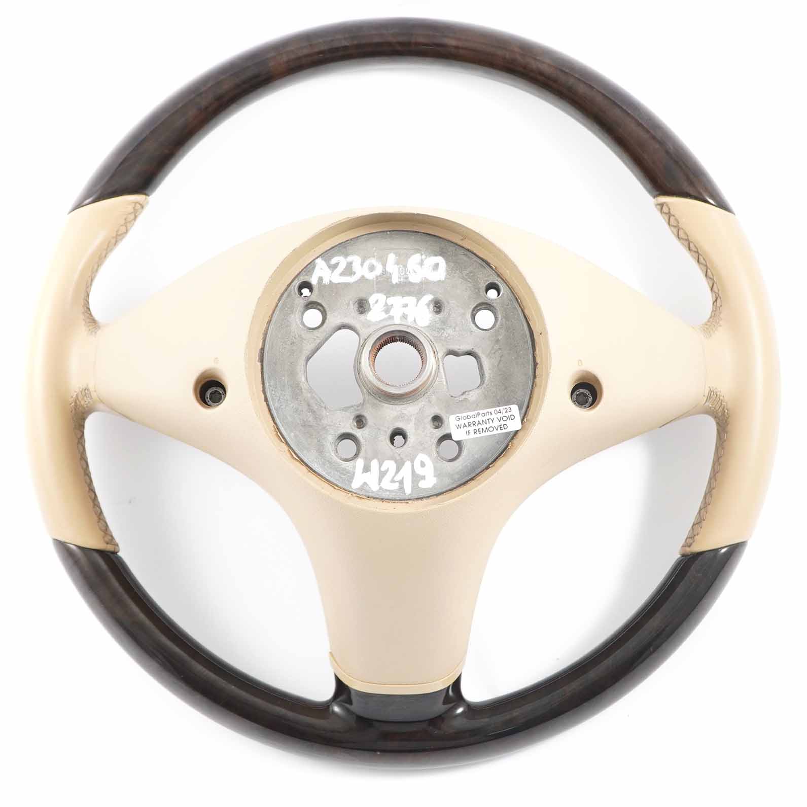 Mercedes W219 CLS Beige Leather Steering Wheel Dark Walnut A2304602776