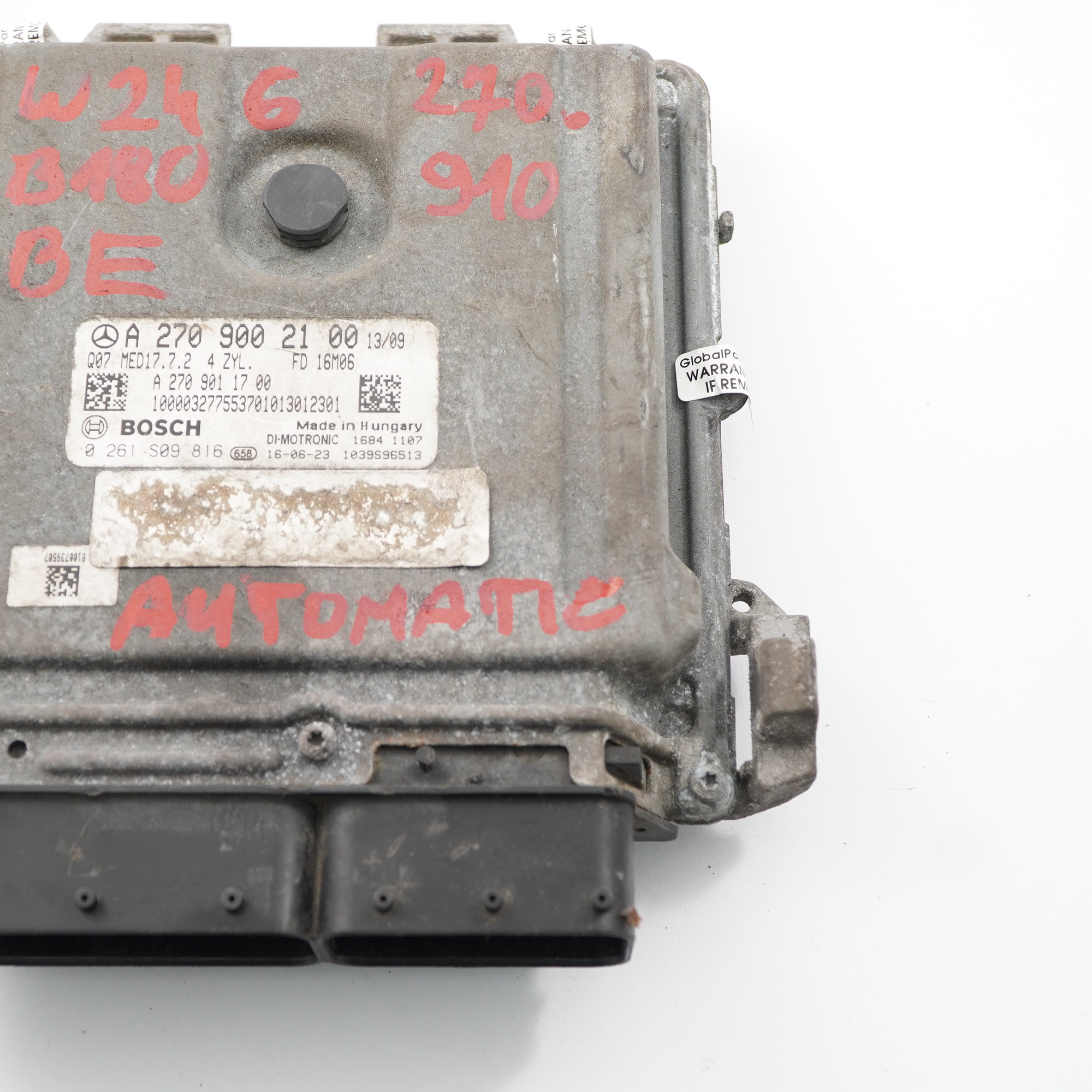 Mercedes W176 W246 A180 B180 BlauEFFICIENCY 270.910 122PS Motor ECU A2709002100