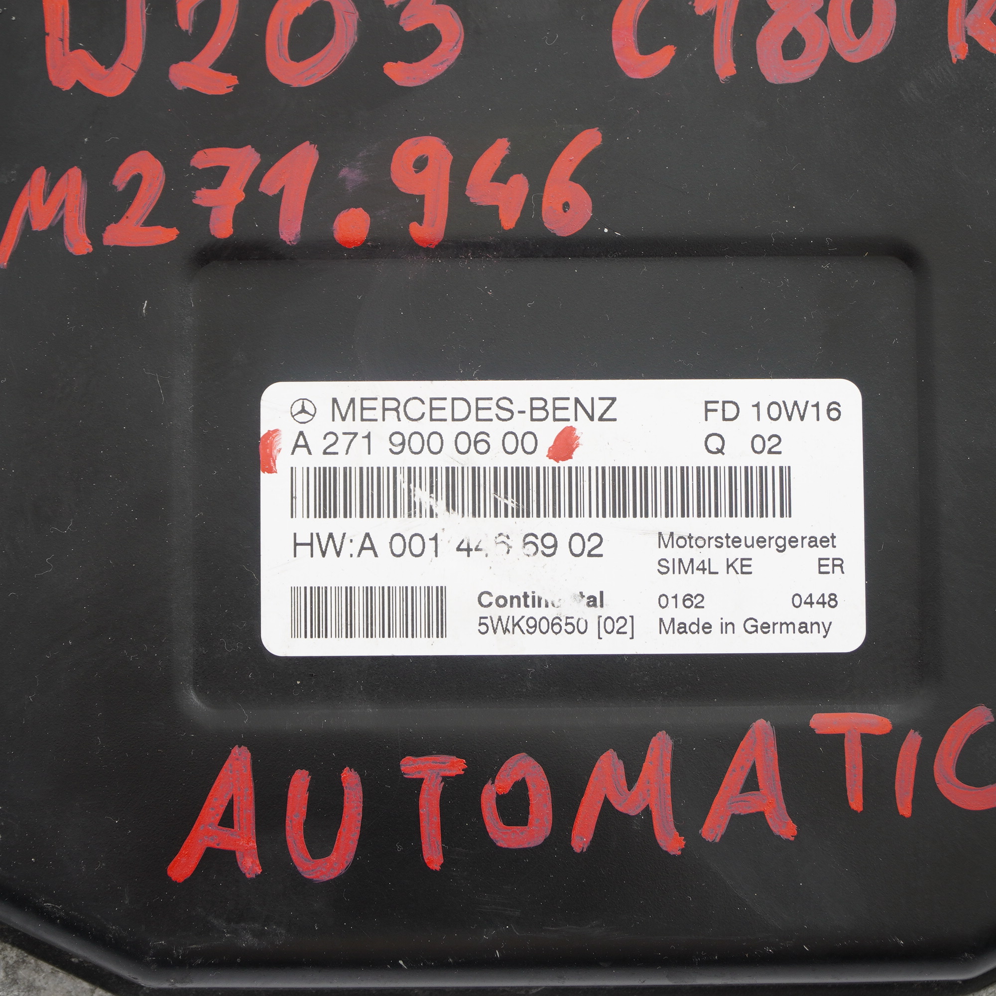 Mercedes W203 C180 Kompressor M271.946 Motorsteuergerät ECU A2719000600