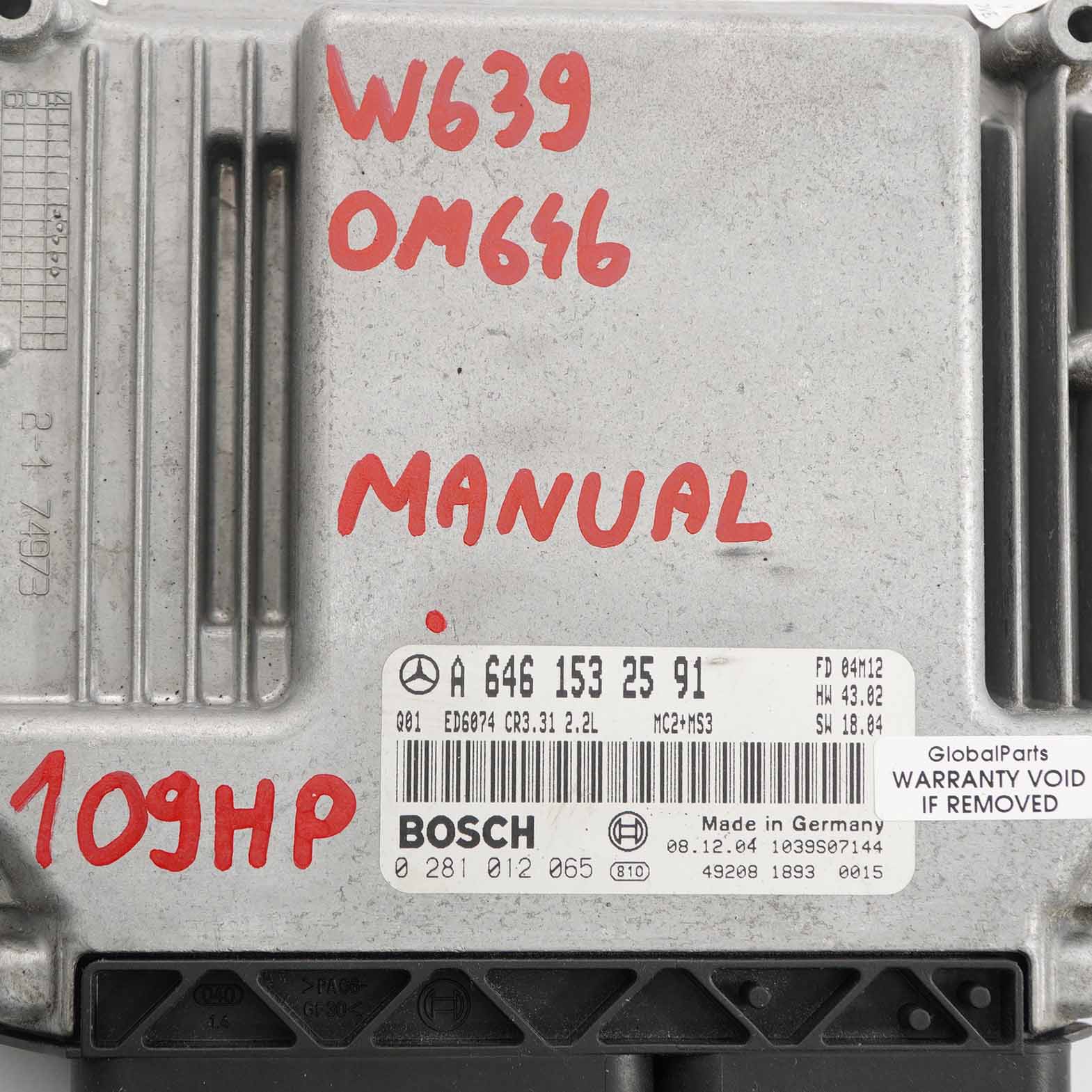 Mercedes W639 Vito 111 CDI OM646 Motorsteuergerät Steuergerät ECU A6461532591