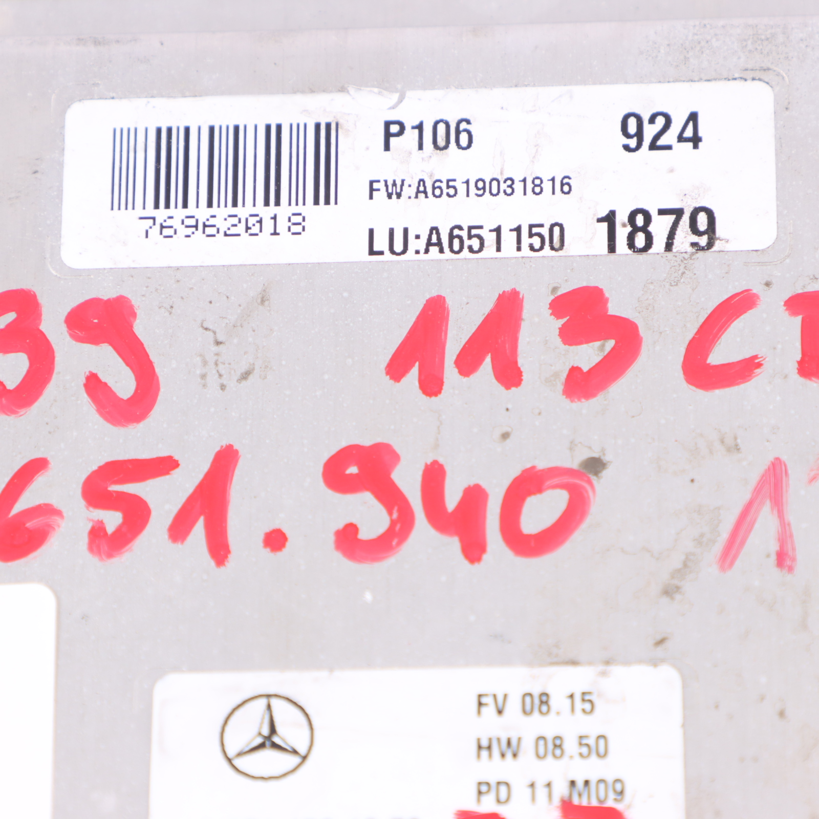 Mercedes Vito W639 OM651.940 136HP 113 CDI Motor ECU Kit A6511501879 Schlüssel