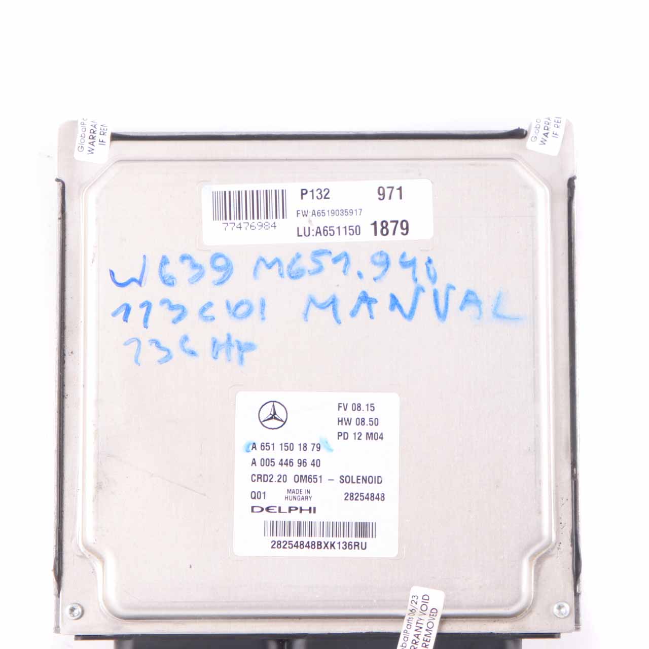 Mercedes W639 OM651.940 113 CDI 136HP Motoreinheit Modul ECU A6511501879 Manual