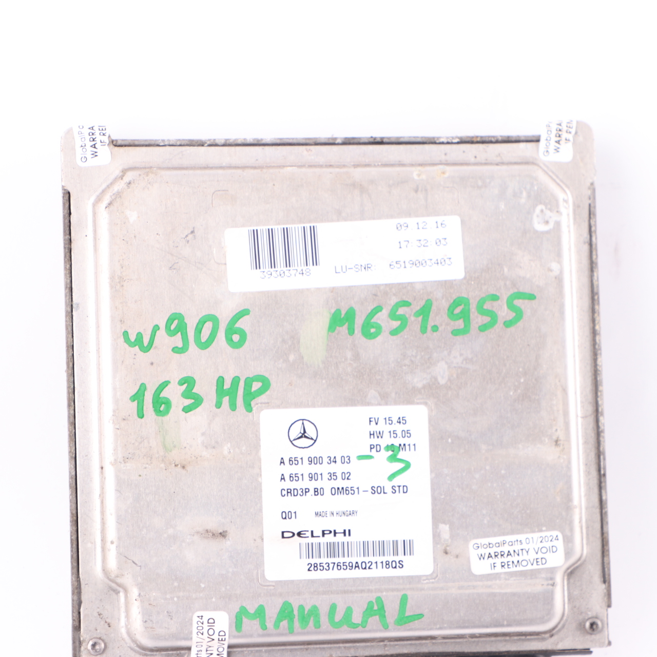 Mercedes Sprinter W906 OM651.955 163HP Motoreinheit Modul ECU A6519003403 Manual