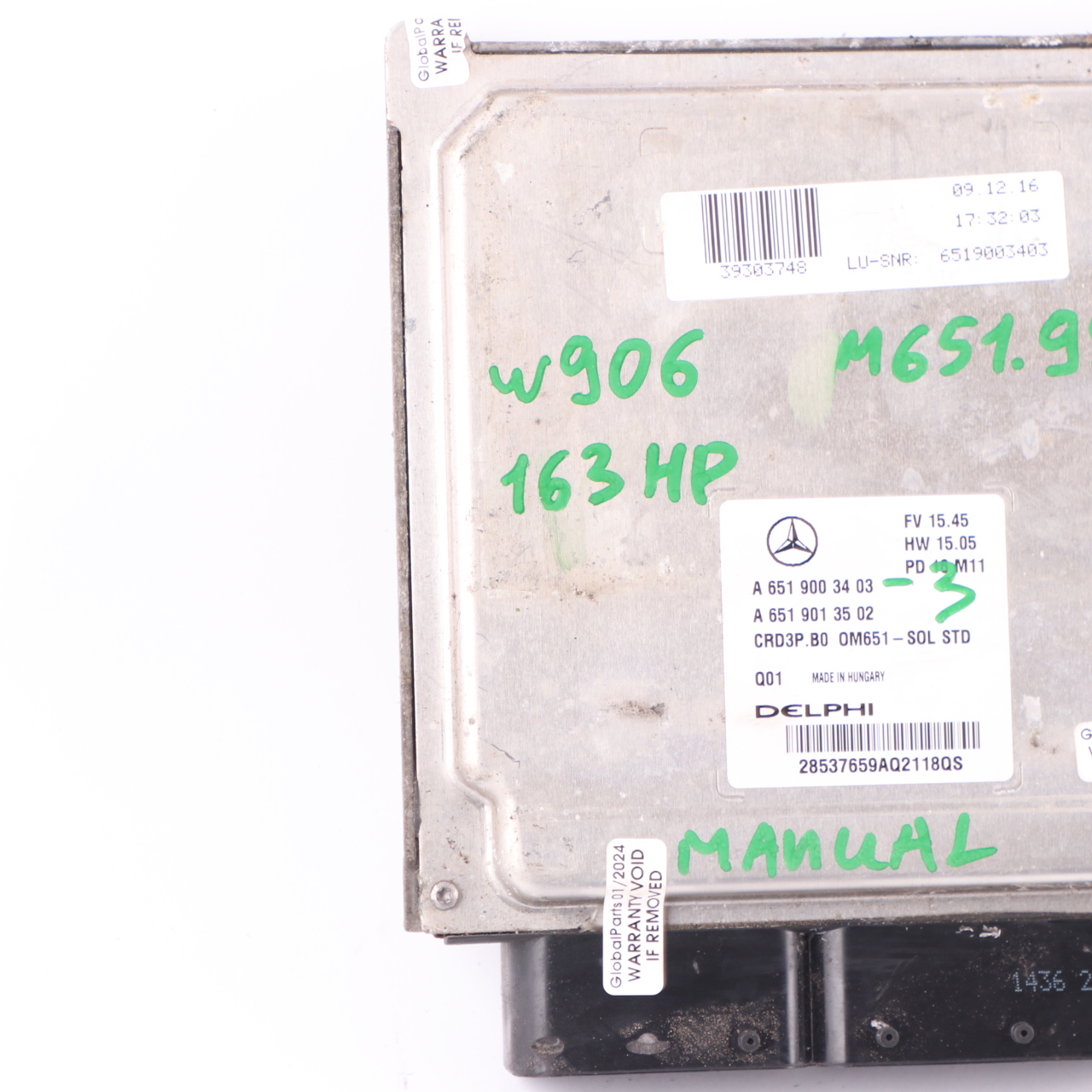 Mercedes Sprinter W906 OM651.955 163HP Motoreinheit Modul ECU A6519003403 Manual