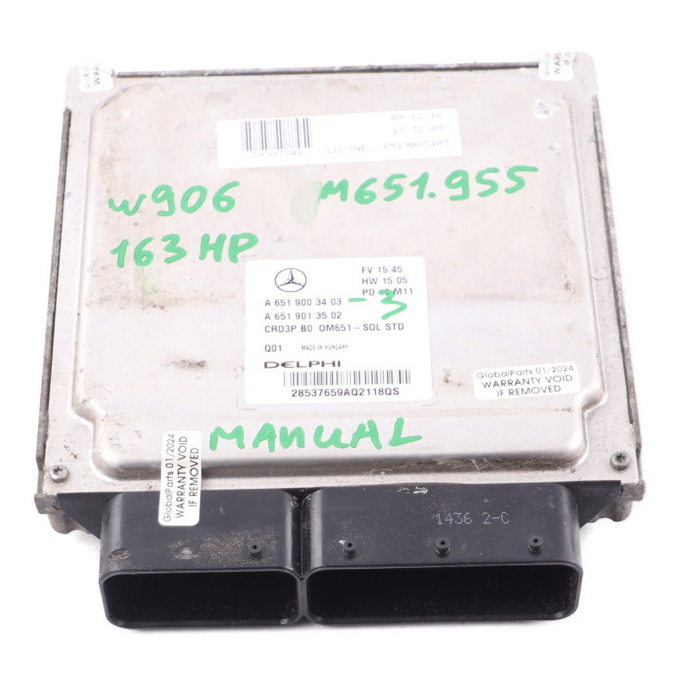 Mercedes Sprinter W906 OM651.955 163HP Motoreinheit Modul ECU A6519003403 Manual