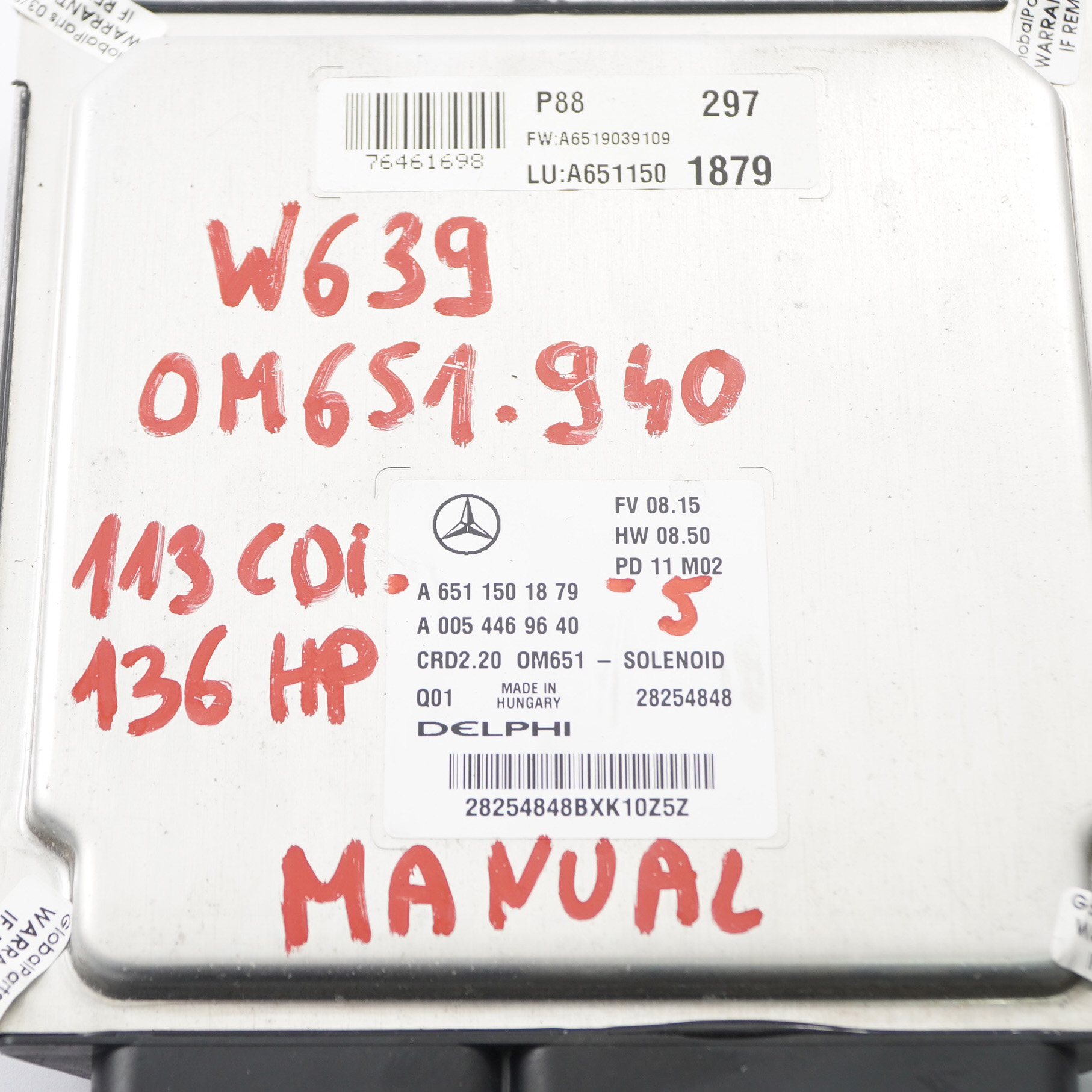 Mercedes W639 OM651.940 136HP Motor Einheit Modul ECU Kit A6519009302 Schlüssel