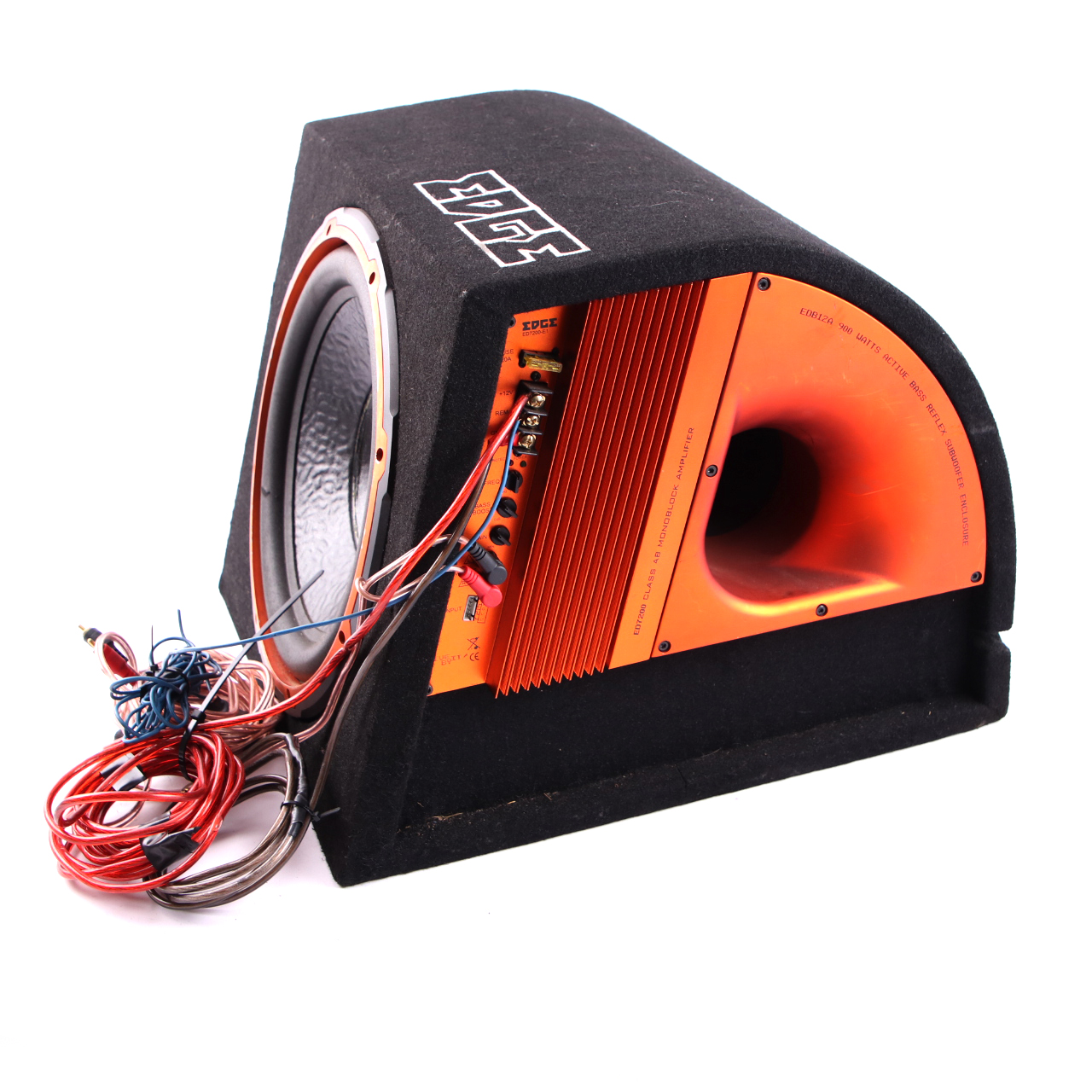 Edge Car Audio Active Bass Box Gehäuse Subwoofer Lautsprecher Verstärker 900W