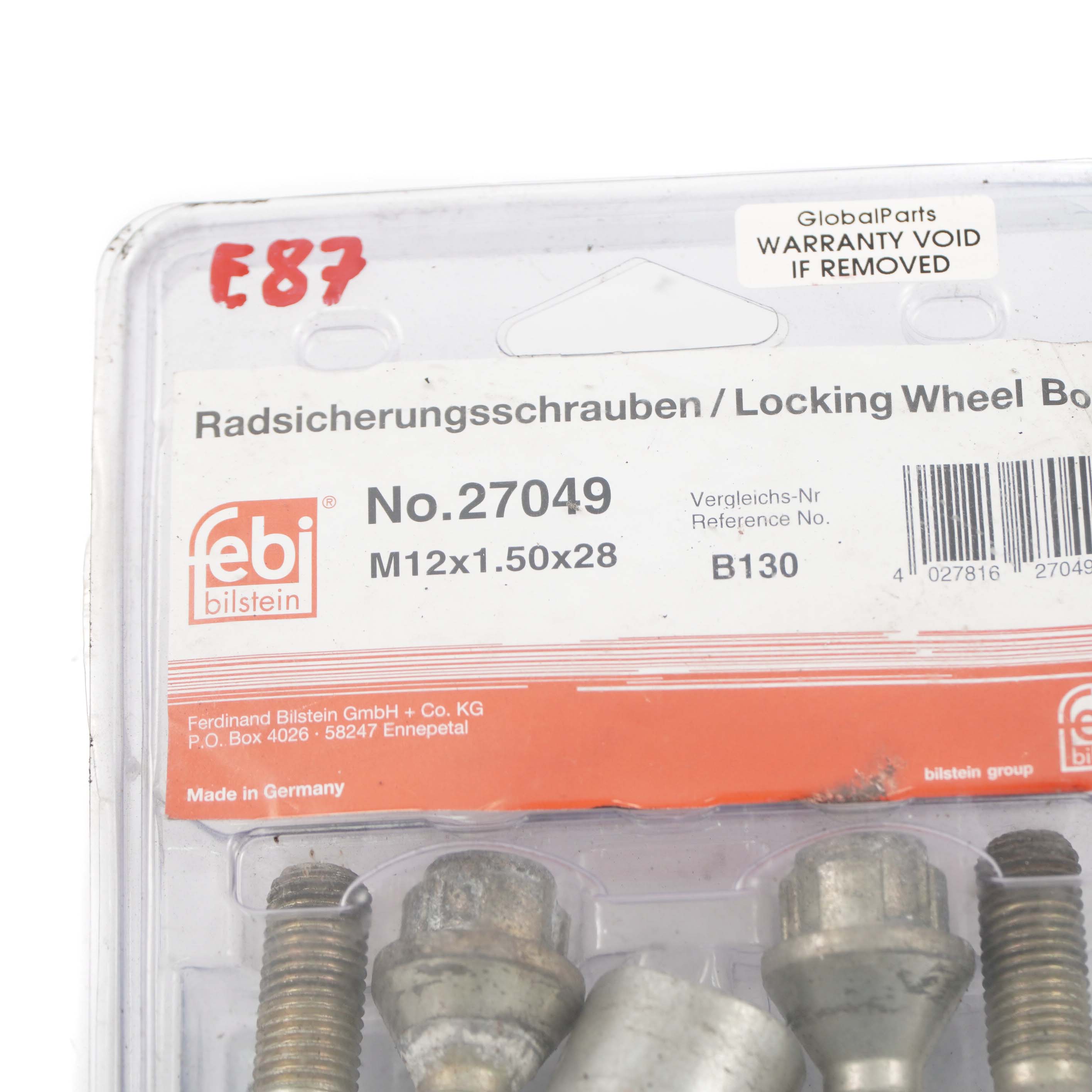 BMW 1 E87 Febi 27049 Radschraubensicherung Radschrauben Set M12x1.5x28