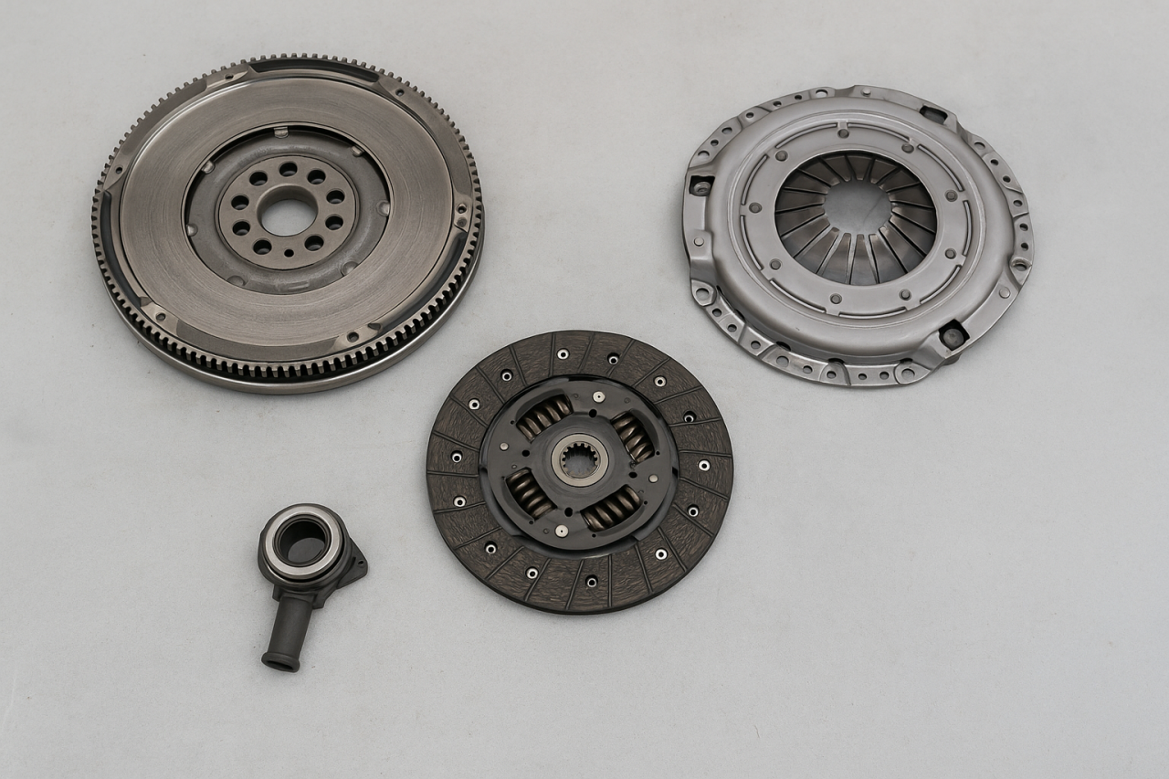 Clutch and dual mass flywheel – how to diagnose and select parts for the drive system Sprzęgło i koło dwumasowe – tarcza, docisk i łożysko oporowe; objawy zużycia, diagnostyka drgań i hałasu